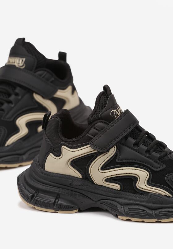 Czarne Buty Sportowe Sneakersy w Abstrakcyjny Wzór na Grubej Podeszwie Zapinane na Rzep Antonica 3
