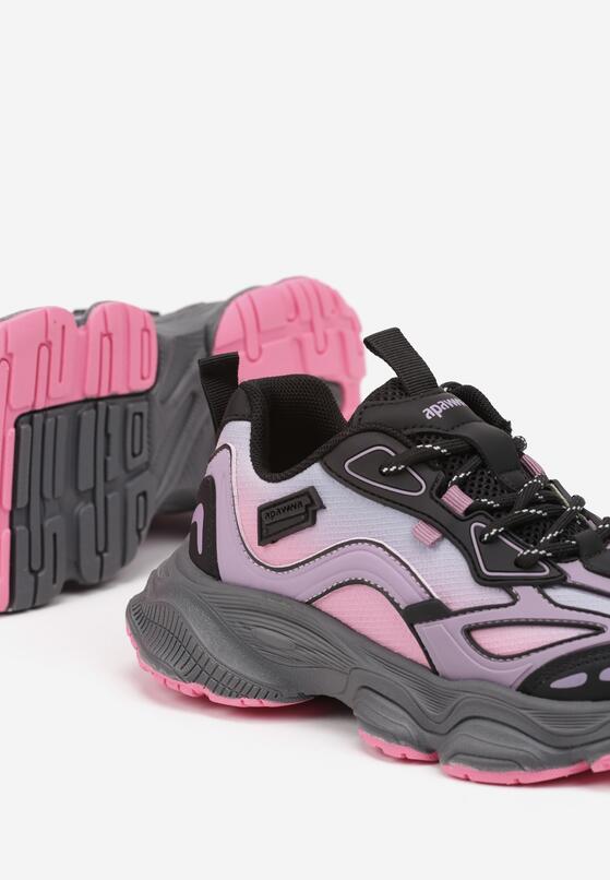Fuksjowe Buty Sportowe Sneakersy na Grubej Piankowej Podeszwie Alionora 3