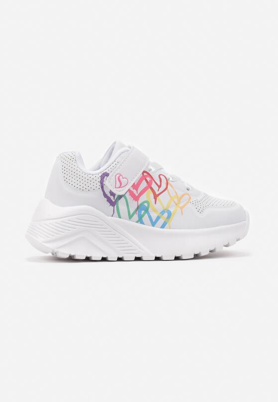 Białe Buty Sportowe Sneakersy w Serduszka Zapinane na Rzep na Piankowej Podeszwie Melondra 1