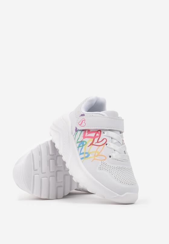 Białe Buty Sportowe Sneakersy w Serduszka Zapinane na Rzep na Piankowej Podeszwie Melondra 2