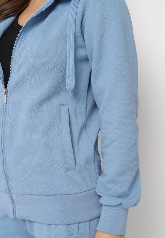 Niebieski Komplet Dresowy z Bawełną Bluza z Kapturem i Spodnie Jogger Sinaria 5