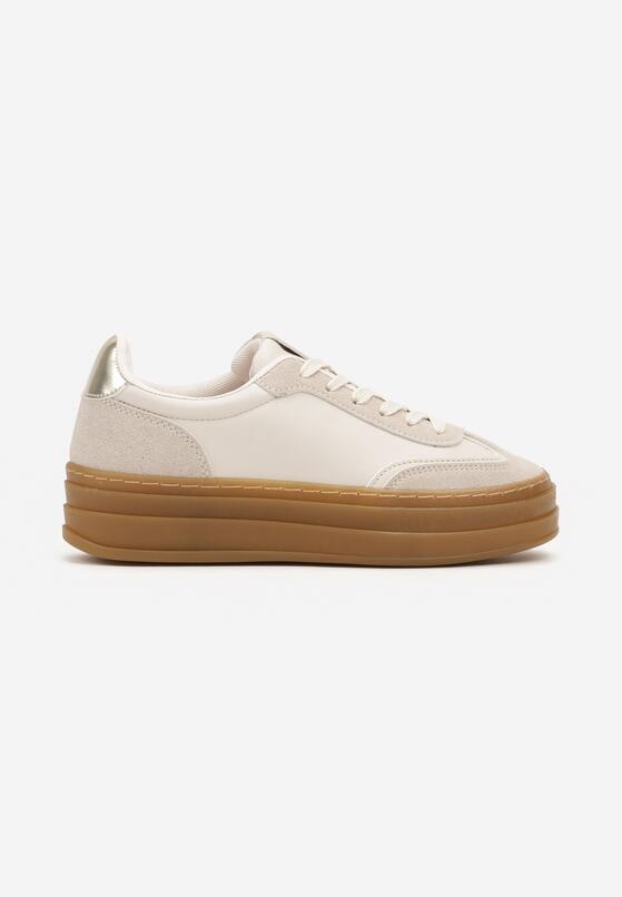 Beżowe Sneakersy na Platformie z Kontrastowymi Wstawkami Belanise 4