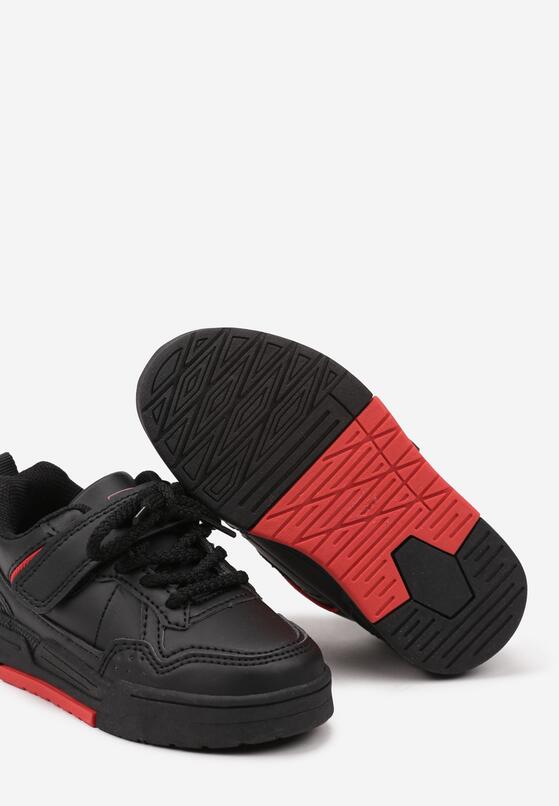 Czarno-Zielone Płaskie Buty Sportowe Sneakersy ze Sznurowaniem i Perforacją Avarille 3