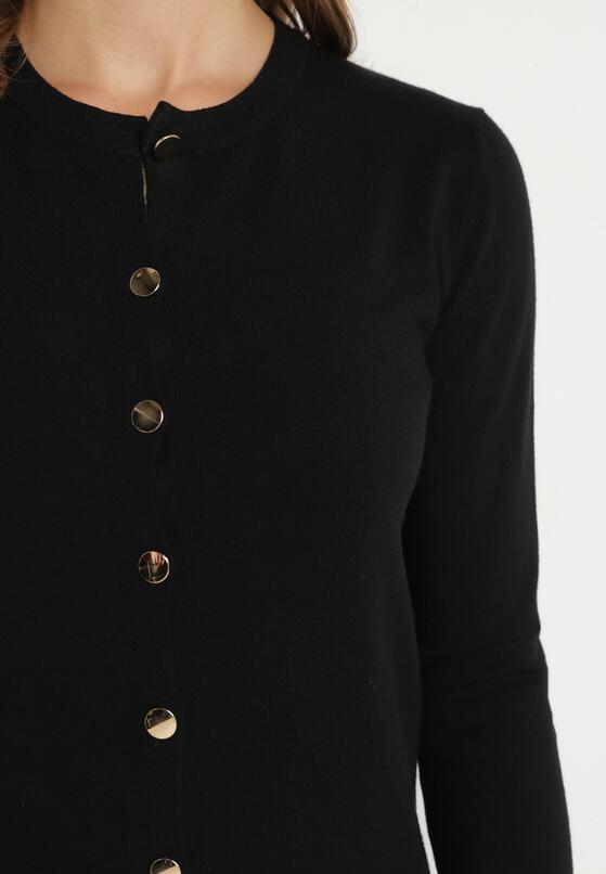 Czarny Casualowy Kardigan z Eleganckimi Guzikami przy Rękawach Ivalissea 5