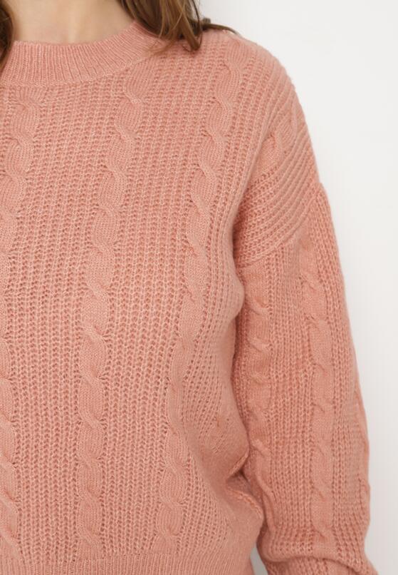 Jasnoróżowy Sweter Krótki z Wycięciem na Plecach Torine 5