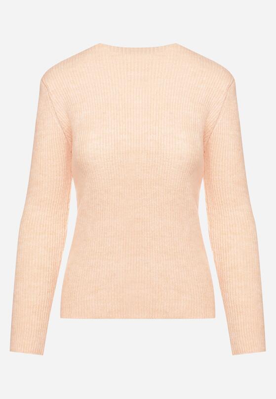 Pomarańczowy  Sweter w Klasycznym Stylu z Dekoltem w Łódkę Zinvirra 6