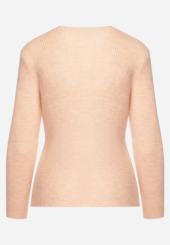 Pomarańczowy  Sweter w Klasycznym Stylu z Dekoltem w Łódkę Zinvirra 7