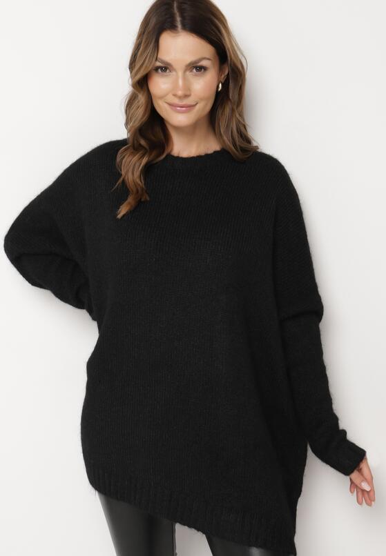 Czarny Klasyczny Sweter o Kroju Oversize Zallelia 2