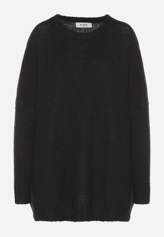 Czarny Klasyczny Sweter o Kroju Oversize Zallelia 6