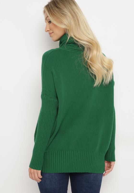 Pulover pe gât Verde închis 3