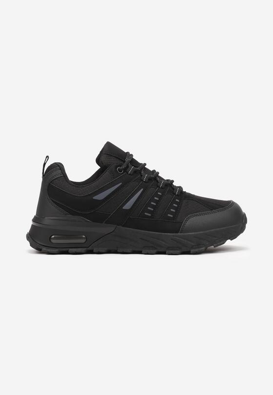 Czarne Buty Sportowe w Trekkingowym Stylu z Geometrycznymi Przeszyciami Attelisa 1