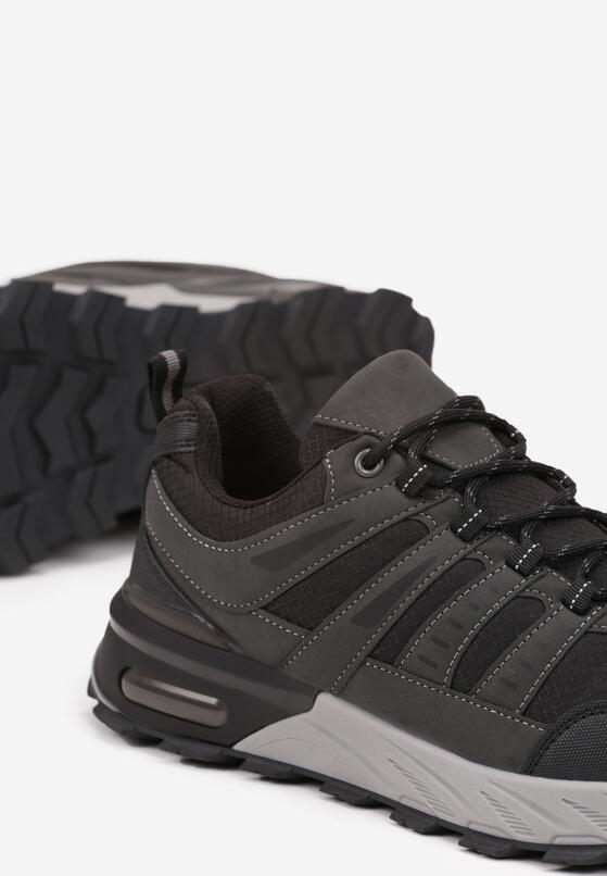 Szare Buty Sportowe w Trekkingowym Stylu z Geometrycznymi Przeszyciami Attelisa 3