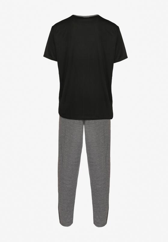 Czarna Bawełniana Piżama Spodnie z Gumką w Pasie i T-shirt z Nadrukiem Ittelea 6
