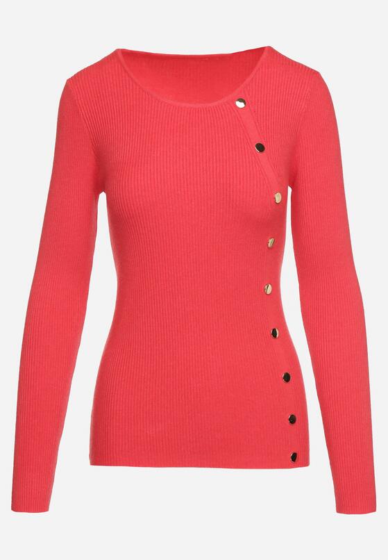 Czerwony Sweter Ozdobiony Metalowymi Napami Corettina 6
