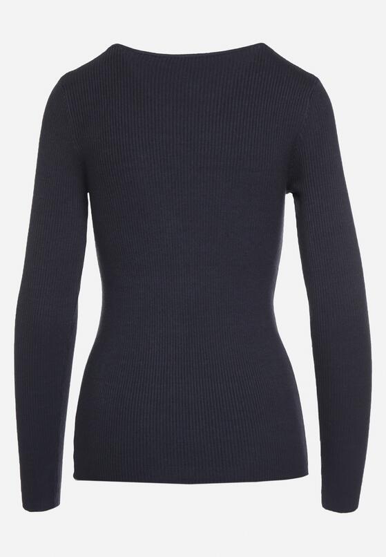 Granatowy Sweter Ozdobiony Metalowymi Napami Corettina 7