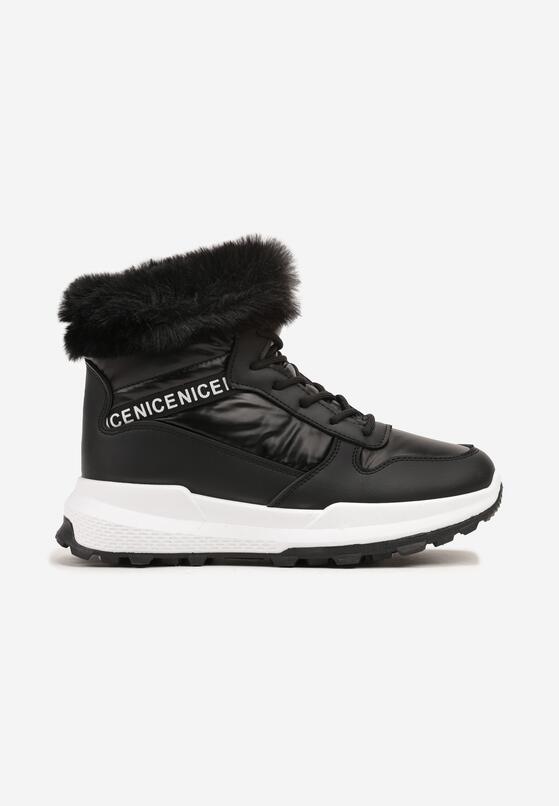 Czarne Sznurowane Śniegowce Sneakersy z Futerkiem Zinanya 4