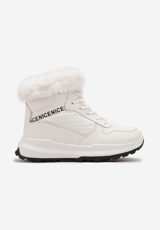 Białe Sznurowane Śniegowce Sneakersy z Futerkiem Zinanya 4