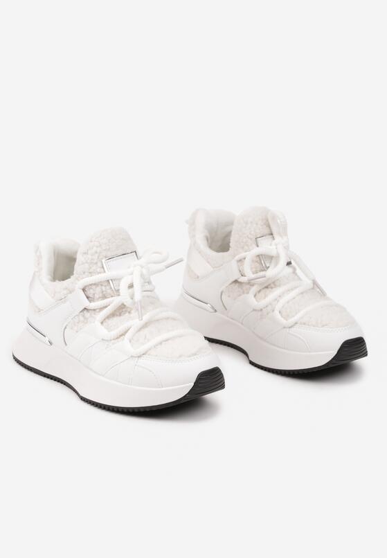 Białe Sneakersy z Futerkiem Typu Baranek na Grubej Podeszwie Zinithara 5
