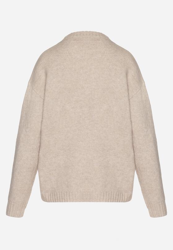 Brązowy Sweter Ozdobiony Haftowanym Wzorem Inadrea 7