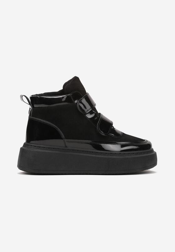 Czarne Botki Typu Sneakersy na Platformie Zapinane na Rzep Savandria 4