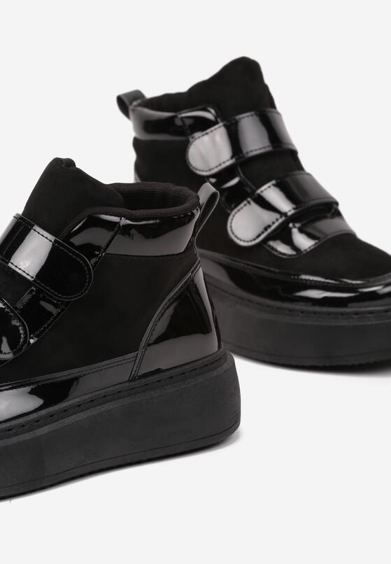 Czarne Botki Typu Sneakersy na Platformie Zapinane na Rzep Savandria 6