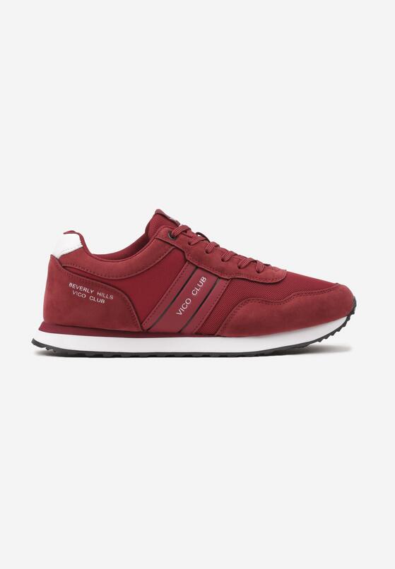Czerwone Płaskie Sznurowane Buty Sportowe Sneakersy Vico z Napisami i Paskami Tinattria 1