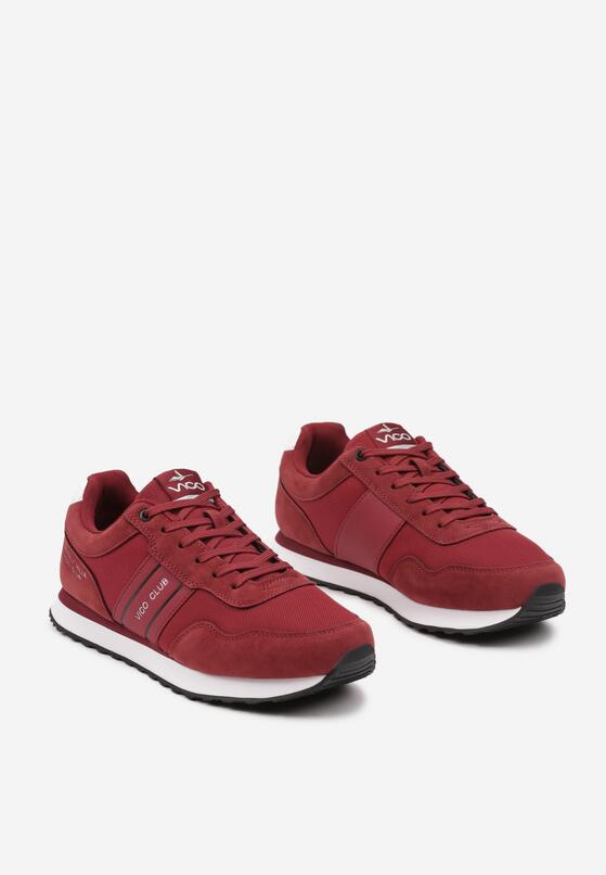 Czerwone Płaskie Sznurowane Buty Sportowe Sneakersy Vico z Napisami i Paskami Tinattria 2