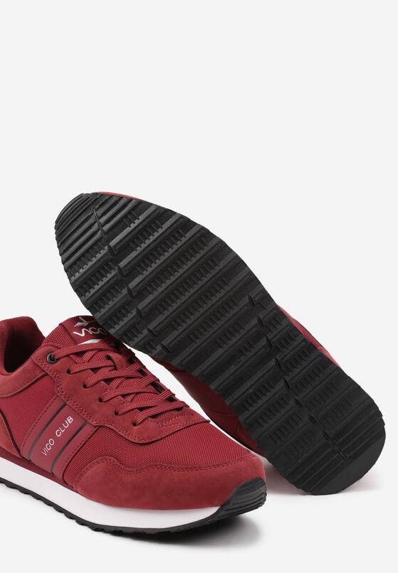 Czerwone Płaskie Sznurowane Buty Sportowe Sneakersy Vico z Napisami i Paskami Tinattria 3