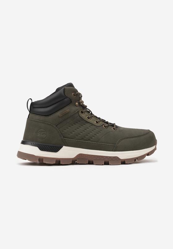 Ciemnozielone Sznurowane Buty Trekkingowe z Ociepleniem Futerkowym Elliadwen 1