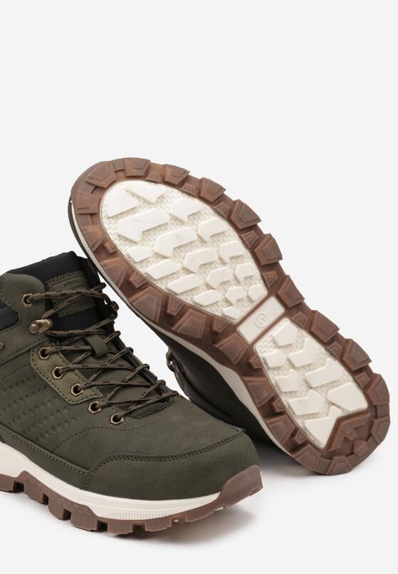Ciemnozielone Sznurowane Buty Trekkingowe z Ociepleniem Futerkowym Elliadwen 3
