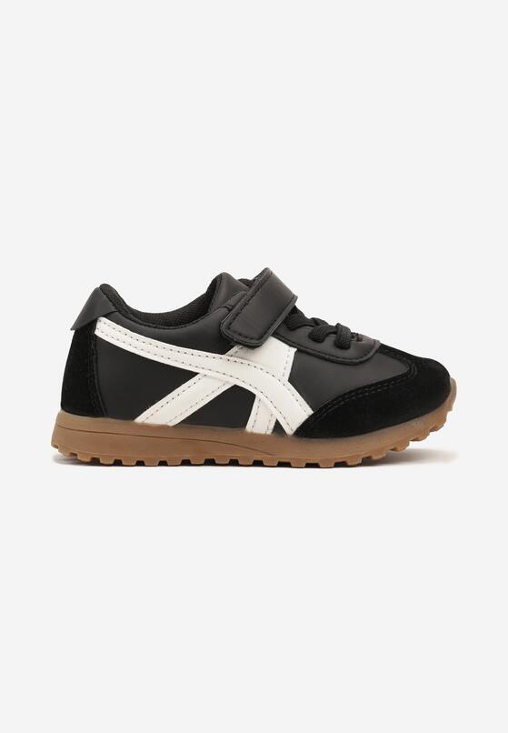 Czarne Sznurowane Buty Sportowe Sneakersy Ozdobione Paskami Sintira 1