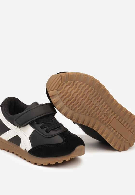 Czarne Sznurowane Buty Sportowe Sneakersy Ozdobione Paskami Sintira 3