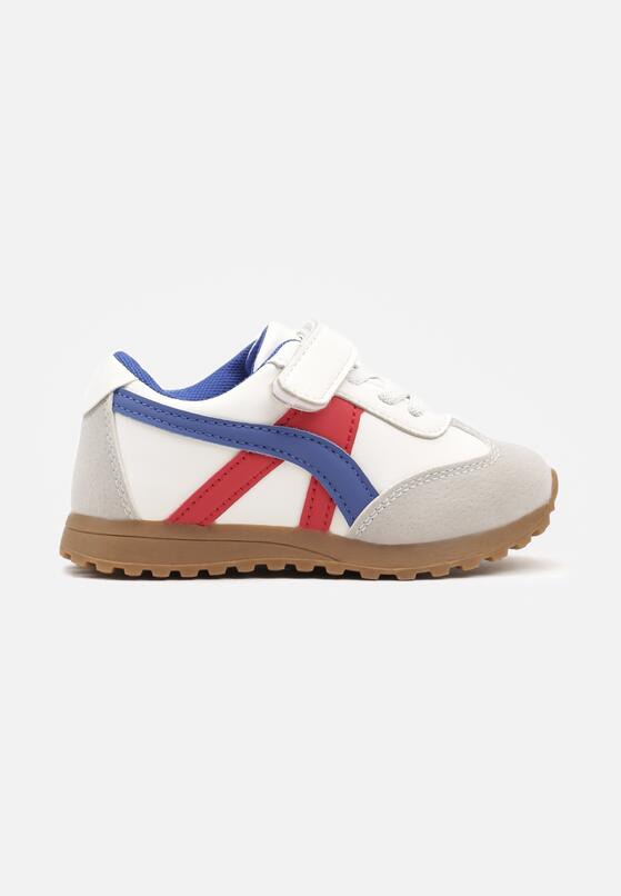 Biało-Niebieskie Sznurowane Buty Sportowe Sneakersy Ozdobione Paskami Sintira 1