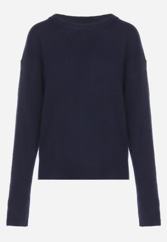Granatowy Sweter z Domieszką Wełny Parizia 6