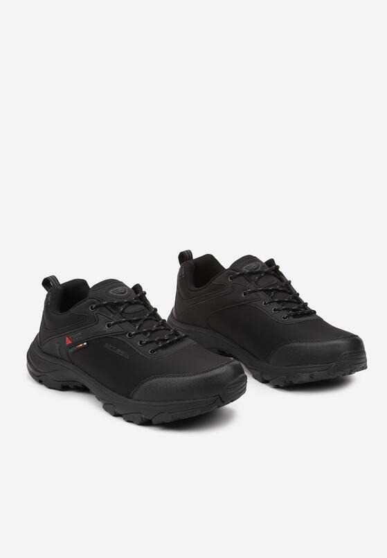 Czarne Sznurowane Buty Sportowe Sneakersy Ozdobione Tłoczeniem i Napisami Asinthea 2