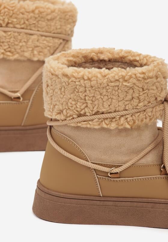 Brązowe Śniegowce na Grubej Podeszwie ze Sznurowaniem i Futerkiem Izantea 6