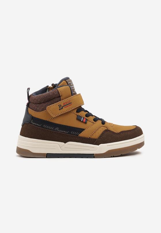 Brązowe Płaskie Botki Sneakersy ze Sznurowaniem i Napisami Izalia 1