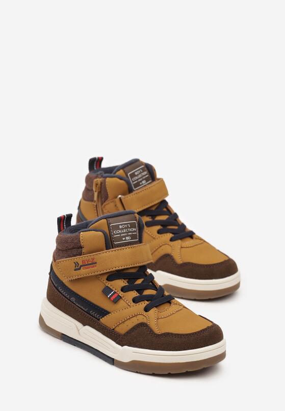 Brązowe Płaskie Botki Sneakersy ze Sznurowaniem i Napisami Izalia 2