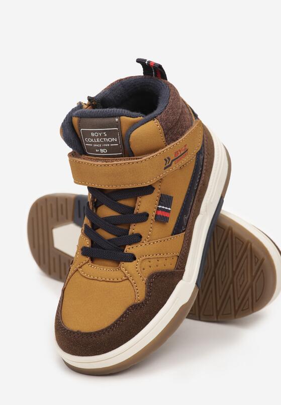 Brązowe Płaskie Botki Sneakersy ze Sznurowaniem i Napisami Izalia 3