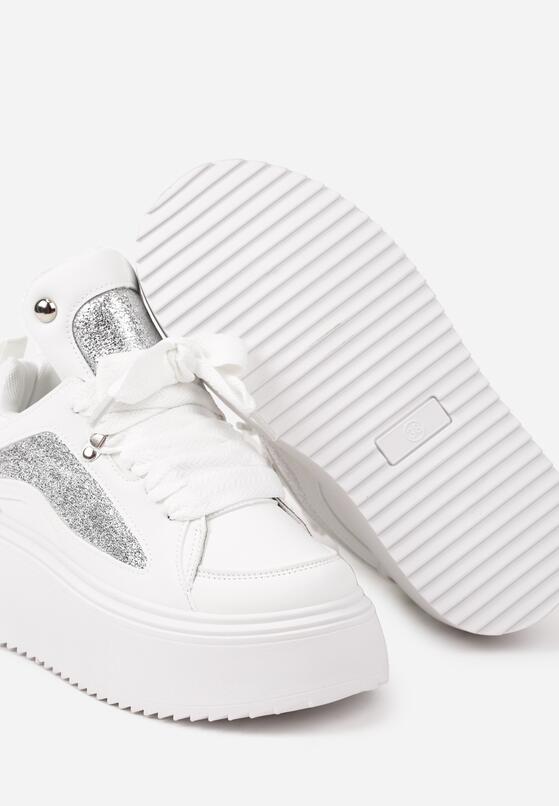 Białe Sneakersy na Grubej Podeszwie z Podwójnym Sznurowaniem Weriella 6