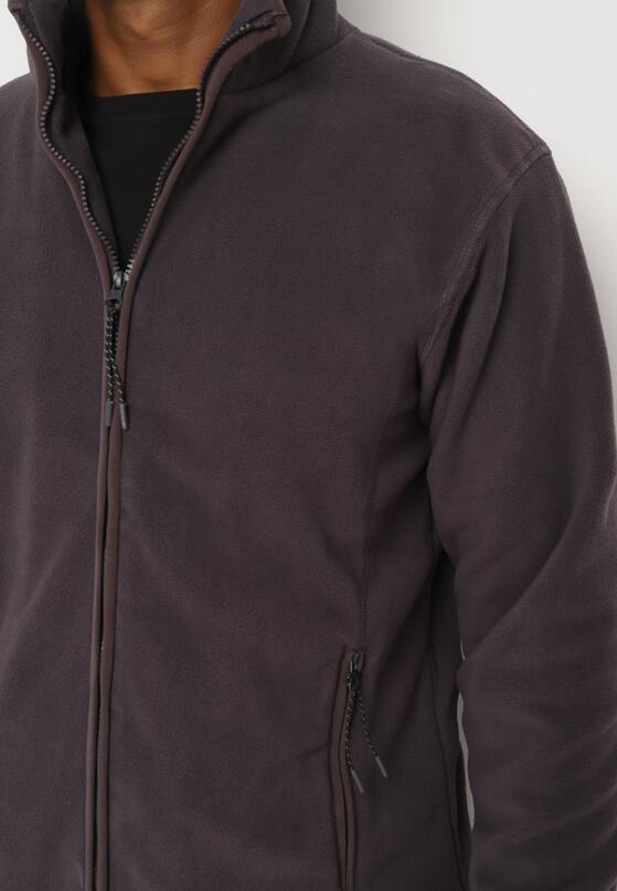 Ciemnoszara Bluza o Prostym Kroju ze Stójką i Kieszeniami Cesilena 5