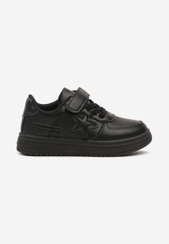 Czarne Płaskie Buty Sportowe Sneakersy ze Sznurowaniem i Gwiazdką Sialina 1