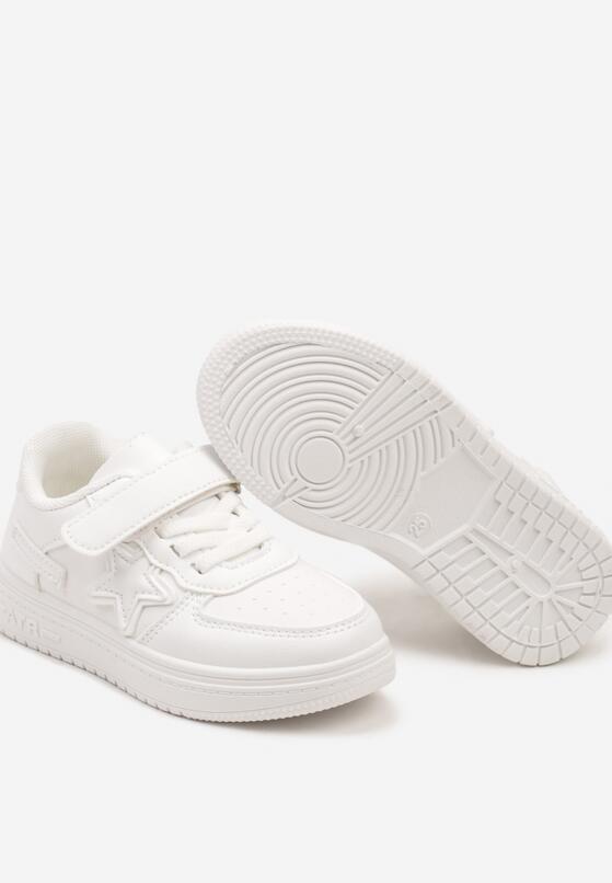 Białe Płaskie Buty Sportowe Sneakersy ze Sznurowaniem i Gwiazdką Sialina 3