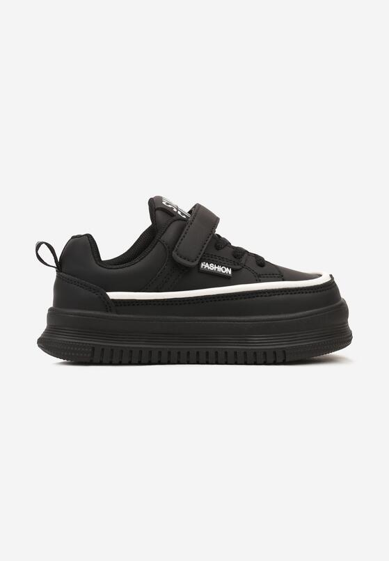 Czarne Buty Sportowe Sneakersy na Grubej Podeszwie ze Sznurowaniem i Skórzaną Wkładką Terira 1