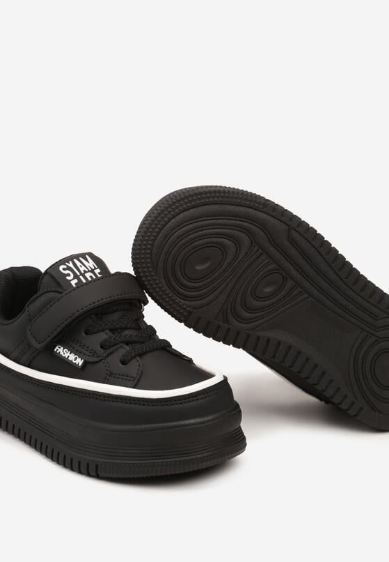 Czarne Buty Sportowe Sneakersy na Grubej Podeszwie ze Sznurowaniem i Skórzaną Wkładką Terira 3