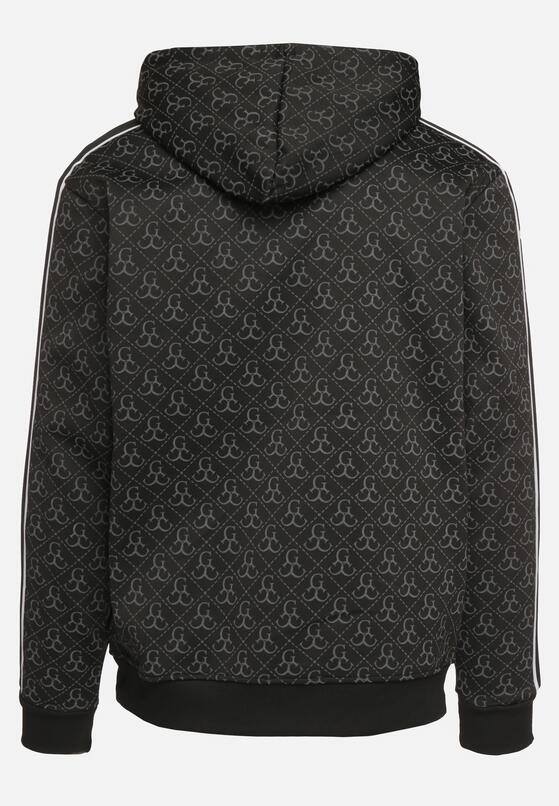 Czarna Bluza z Kapturem w Geometryczny Print Zdobiona Lampasem Venandria 7