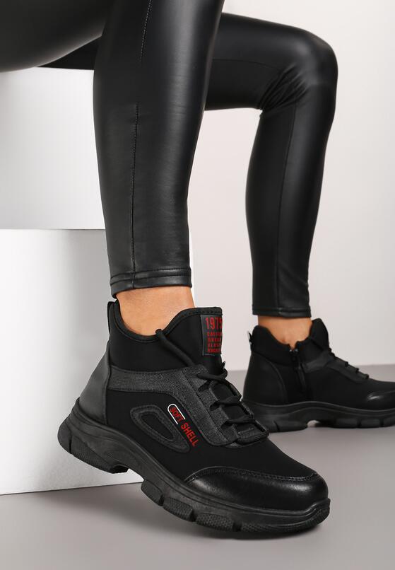 Czarne Sneakersy za Kostkę w Trekkingowym Stylu Tharira 2