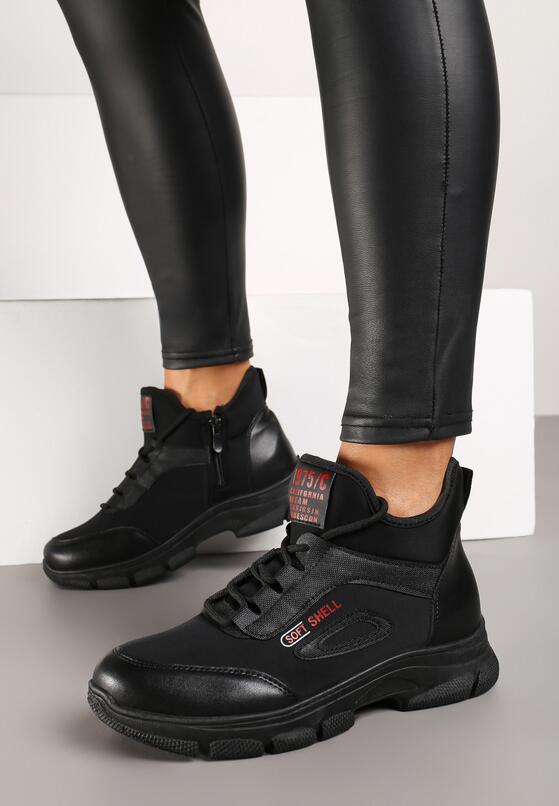 Czarne Sneakersy za Kostkę w Trekkingowym Stylu Tharira 1