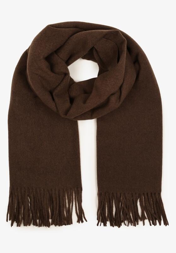 Ciemnobrązowy Szalik z Bawełną i Wiskozą Ozdobiony Frędzlami Siadortia 3