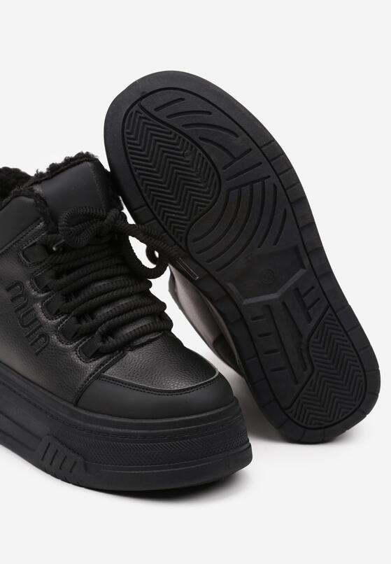 Czarne Sneakersy na Platformie Ocieplane Futrem Leanelitia 8
